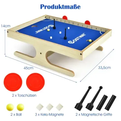 Magnetický mini stolný futbal s 2 loptičkami a 2 magnetickými rukoväťami pre 2 hráčov Nature+Blue