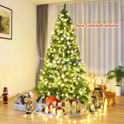 Costway Weihnachtsbaum 225 cm Künstlicher Tannenbaum mit Klappsystem 1346 Spitzen PVC Grün