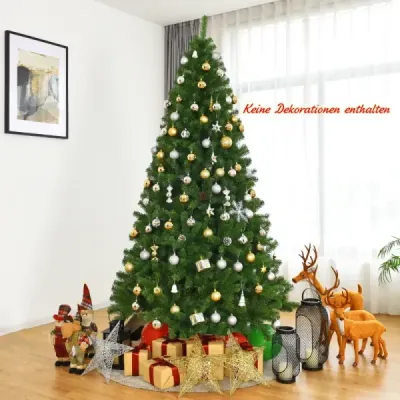 Costway Weihnachtsbaum 225 cm Künstlicher Tannenbaum mit Klappsystem 1346 Spitzen PVC Grün