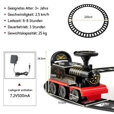 Elektrický detský vláčik 6V so 16 koľajničkami pre deti od 3 rokov