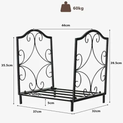 Stojan na palivové drevo kovový stojan na palivové drevo s nosnosťou do 60 kg stojan na palivové drevo 37 x 32 x 39,5 cm čierny