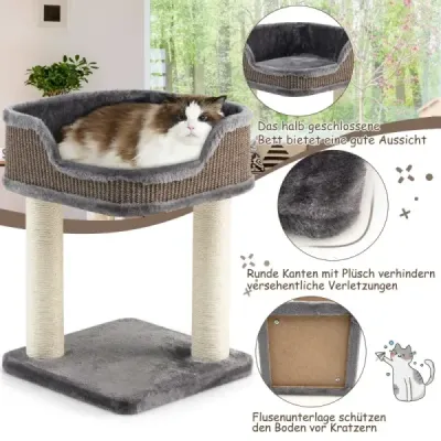 Hracie centrum Scratching Post Cat Tree s plyšovým prírodným sisalom v sivej farbe