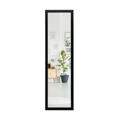 Obdĺžnikové zrkadlo s háčikmi na zavesenie na dvere 33x119cm čierne