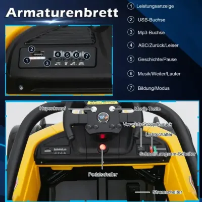 Detské elektrické autíčko 12 V Detské elektrické pretekárske autíčko pre batoľatá s diaľkovým ovládaním Žlté