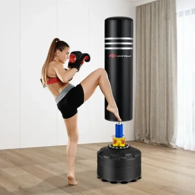 170 cm stojaca kickboxová taška so stojanom a rukavicami pre domácu kanceláriu čierna