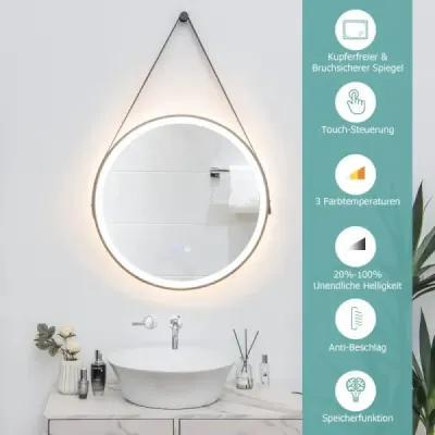 Okrúhle kúpeľňové zrkadlo LED s 3 teplotami farieb Priemer 61 cm