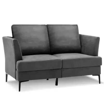 Costway Modernes Sofa für 2 Personen Gepolstertes Zweiersofa 141 x 80 x 72 cm Grau