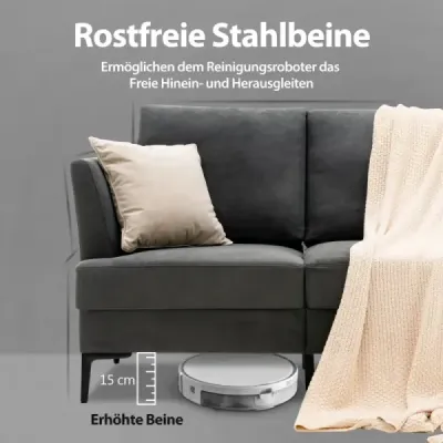 Costway Modernes Sofa für 2 Personen Gepolstertes Zweiersofa 141 x 80 x 72 cm Grau