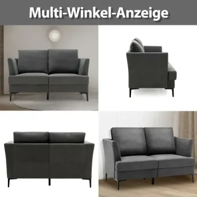 Costway Modernes Sofa für 2 Personen Gepolstertes Zweiersofa 141 x 80 x 72 cm Grau