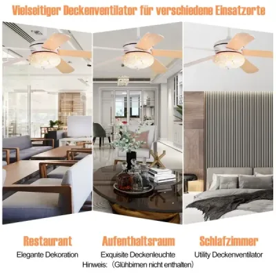 Stropný ventilátor s diaľkovým ovládaním Priemer 132 cm Stropný ventilátor s 2 tyčami Biely