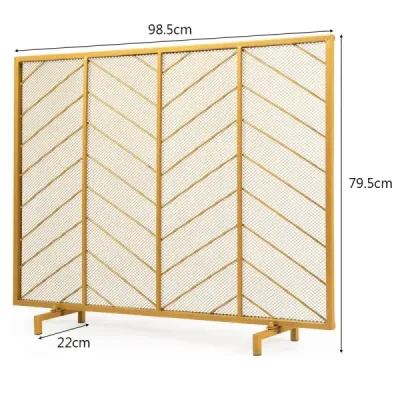 Moderná jednodielna ochrana krbu s robustným rámom z tepaného železa 98,5x22x79,3 cm Zlatá