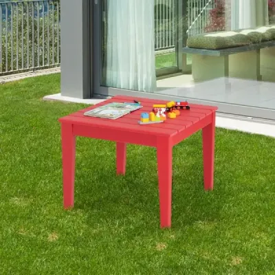 Costway Quadratischer Kindertisch wetterfester strapazierfähiger Spieltisch Rot 64,5 cm x 64,5 cm