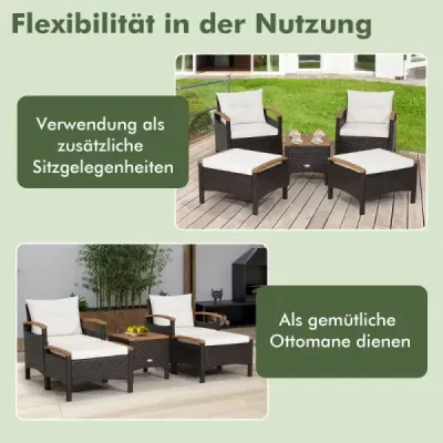 Costway Korbmöbel-Set 5-Teiliges Rattan-Möbelset für die Terrasse