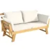 Costway Schlafsofa für die Terrasse Tagesbett aus Akazienholz 198 x 75 x 75 cm Weiß