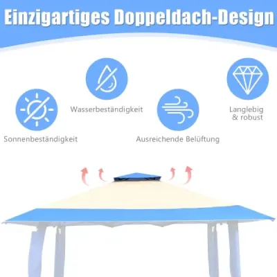 4 m x 4 m veľký stan na podujatia s 2-poschodovou strechou modrý