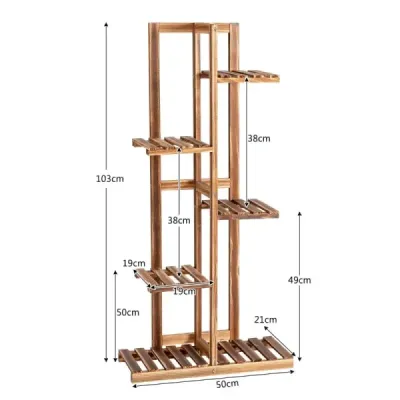 Stojan na kvety 5-poschodový drevený stojan na rastliny 50 x 21 x 103 cm hnedý