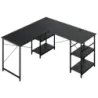 Stôl Obojstranný rohový stôl v tvare L so 4 policami 151 x 151 x 75 cm Čierna