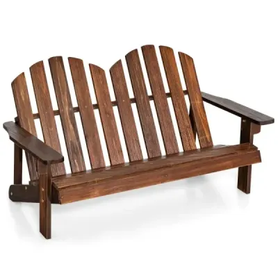 Detská stolička Adirondack 2-miestna drevená stolička Adirondack hnedá 99 x 51 x 56,5 cm