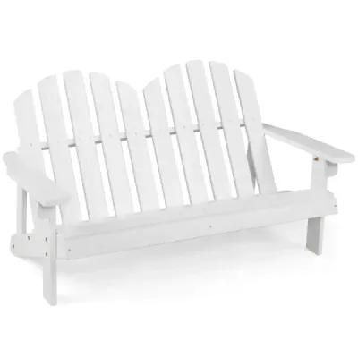 Detská stolička Adirondack 2-miestna drevená stolička Adirondack biela 99 x 51 x 56,5 cm