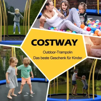 Costway φ305 cm Trampolin mit Blumenform & Sicherheitsnetz & Gepolsterten Stangen Gelb