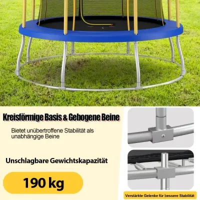 Costway φ305 cm Trampolin mit Blumenform & Sicherheitsnetz & Gepolsterten Stangen Gelb