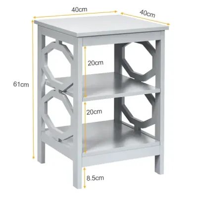 Sada 2 nočných stolíkov Nočný stolík v tvare OO s 3 úrovňami Konferenčný stolík 40 x 40 x 61 cm čierny