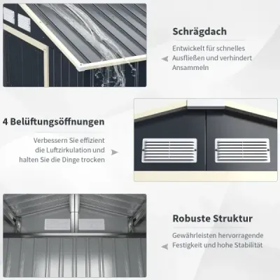 Costway Gerätehaus Metall mit 4 Luftschlitzen & Schiebetür Geräteschuppen Abschließbar Gerätehaus (Nur Gerätehaus)