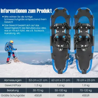 Costway 25 '' Schneeschuhe 4-in-1-Geländeschneeschuhe für Erwachsene Jugendliche & Kinder Marineblau