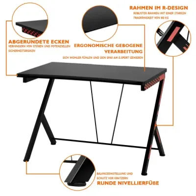 116 cm herný stôl s ergonomickým dizajnom 116 x 75 x 77 cm čierny