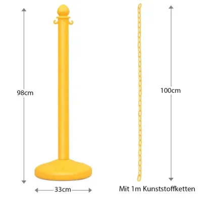 6-dielna sada plastových zábran s 5 odnímateľnými reťazami ?33 x 98 cm Žltá