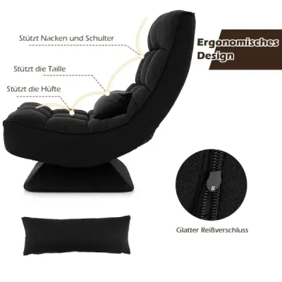 360° otočná stolička s operadlom a bedrovým vankúšom Stolička Lazy Sofa Black