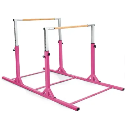 Costway Gymnastikstangen Reckstange Turnbarren mit einstellbarer Breite 250 x 132 x 140 cm Rosa