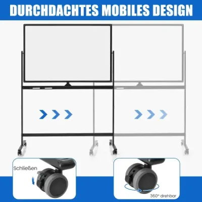 Obojstranná mobilná tabuľa Výškovo nastaviteľná magnetická tabuľa 120 x 80 cm