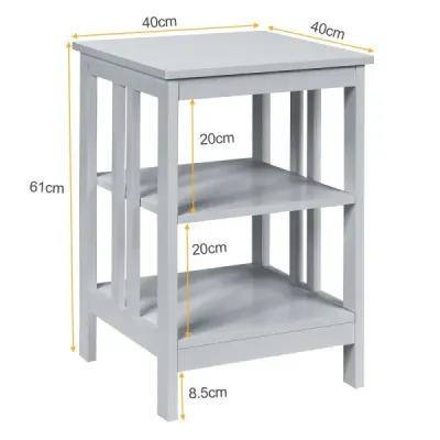 3-úrovňový nočný stolík II-tvarovaný nočný stolík 40 x 40 x 61 cm Sivá