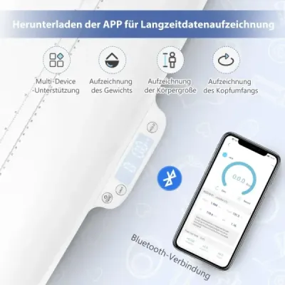 Vysoko presná váha pre deti a domáce zvieratá s inteligentným ovládaním APP Funkcia Hold & tara Biela