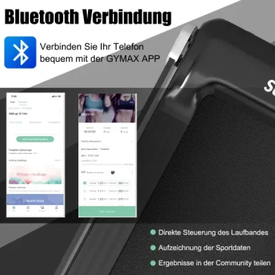 Skladací bežecký pás pre domácnosť s reproduktorom Bluetooth a LED displejom a držiakom zariadenia Silver