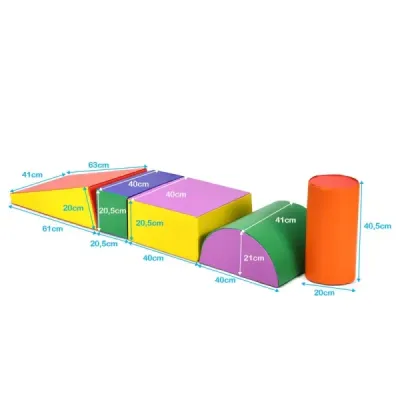 Costway 5 tlg. Schaumstoffbausteine Riesenbausteine zum Toben und Klettern Softbausteine Schaumstoff Bunt