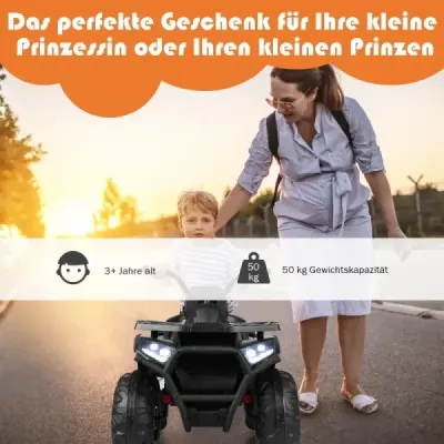 + 12V elektrická detská štvorkolka so svetlometmi 4 kolesá detské detské auto elektrické autíčko pre deti od 3 rokov čierna