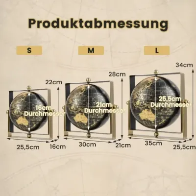 Costway Ø 16 cm Drehbarer Antiker Globus mit Quadratische Metallrahmen Pädagogischer Schülerglobus-Ø 16 cm