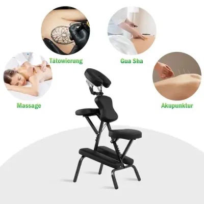 Masážne kreslo skladacie tetovacie kreslo výškovo nastaviteľné terapeutické kreslo prenosné čierne