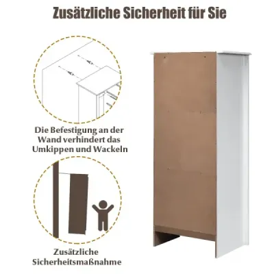 Costway Kommode aus Massivholz mit 6 Schubladen & Rücklaufsperre & Metallknäufen Schubladenschrank