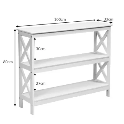 Konzolový stolík stolík s priemyselným dizajnom s policou predsieňový stolík 100 x 33 x 80 cm biely