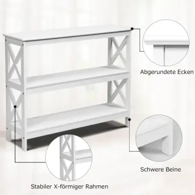 Konzolový stolík stolík s priemyselným dizajnom s policou predsieňový stolík 100 x 33 x 80 cm biely