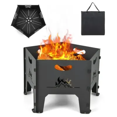 Fire Pit s taškou Prenosné ohnisko pre vonkajšie kempovanie Drevo horiace Pit Black