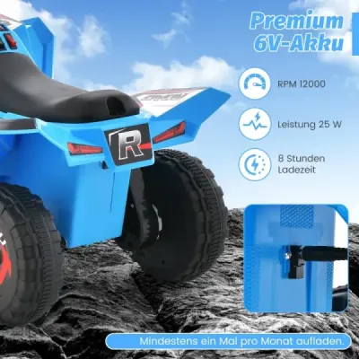 6V detská elektrická štvorkolka s prepínačom vpred/vzad Detská štvorkolka Mini Electric Quad Blue