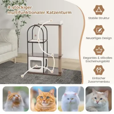 Škrabadlo s mačacou jaskyňou 118cm strom pre mačky s odnímateľným pelechom a loptou a škrabacou podložkou