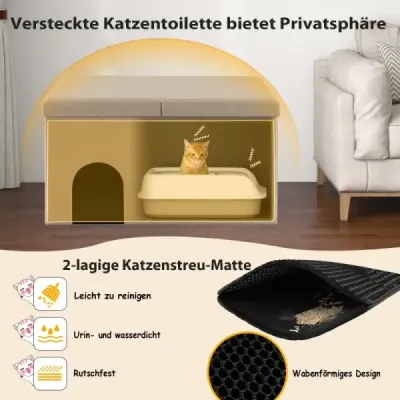 Cat cave skladací domček pre mačky 2 v 1 lavica do 200 kg úkryt pre mačky na podstielku 90 x 50 x 50 cm béžová