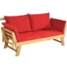 Costway Schlafsofa für die Terrasse Tagesbett aus Akazienholz 198 x 75 x 75 cm Rot