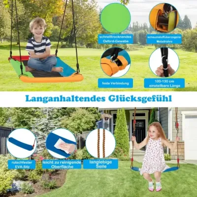 Costway Schaukelgestell mit Nestschaukel elastischer Kinderschaukel & Babyschaukel 350 x 182 x 195 cm Gelb + Blau