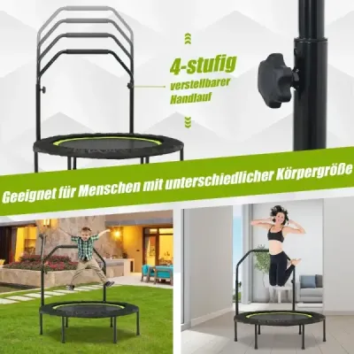 ?101 cm mini trampolína s výškovo nastaviteľnou rukoväťou a 2 odporovými pásmi Zelená